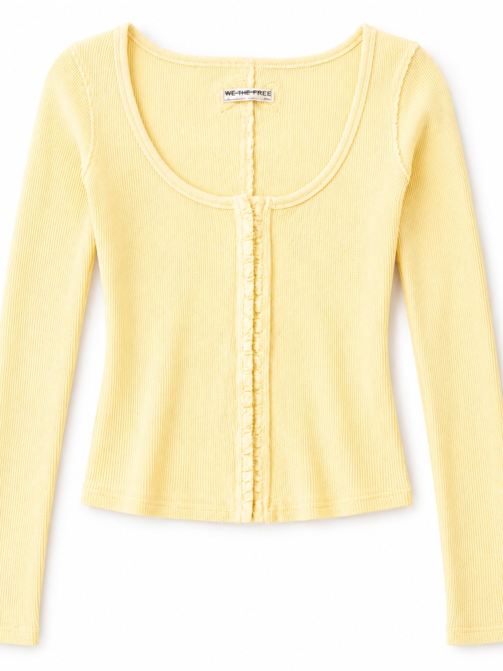 Free People Butter Yellow Ribbed Scoop Neck Top. Small NWOT